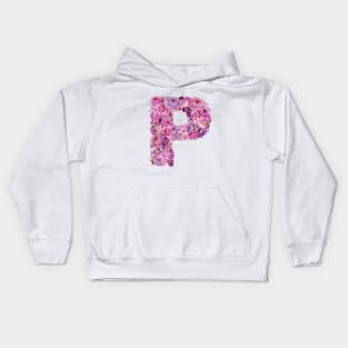 Pink Floral Letter P Kids Hoodie